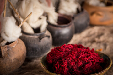 Red dyed wool