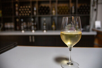 Glass of white wine - obrazy, fototapety, plakaty