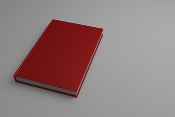 Hardcover book template, red blank books on white background for design purposes, 3d rendering	