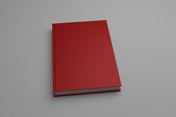 Hardcover book template, red blank books on white background for design purposes, 3d rendering	