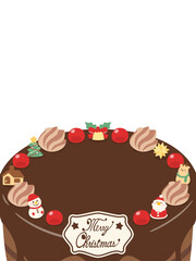 クリスマスケーキのフレーム3　縦　白背景