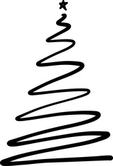 Hand Drawn Linear Christmas Tree Doodle Illustration Element