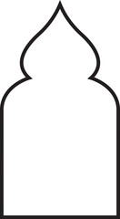 Black line Shape Islamic door and window silhouette Arabic arch. Pattern in oriental style. Frame in Arabic Muslim design editable stock for Ramadan. Mosque gate shape on Transparent background.