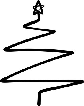 Hand Drawn Linear Christmas Tree Doodle Illustration Element