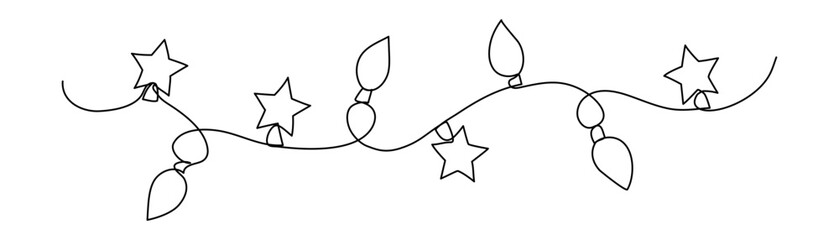Christmas garland in continuous one line art style. Simple vector illustration © Olena