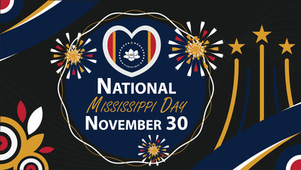 National Mississippi Day vector banner design. Happy National Mississippi Day modern minimal graphic poster illustration.