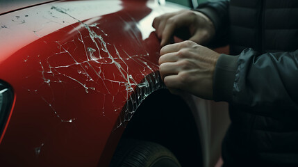 Close-Up Auto Body Repair Fixing a Car Damaged in an Accident, Ultra-HD, Super-Resolution