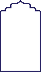 Blue line Shape Islamic door and window silhouette Arabic arch. Pattern in oriental style. Frame in Arabic Muslim design editable stock for Ramadan. Mosque gate shape on Transparent background.