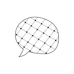 ポップな模様のスピーチバブル、線画、黒線、幾何学模様
