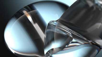 Glass object Fresh mysterious refraction and reflection Beautiful Elegant Modern 3D Rendering Abstract Background
