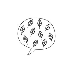 speechbubble-0001-bポップなリーフ模様のスピーチバブル、線画、黒線、幾何学模様、