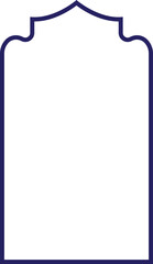 Blue line Shape Islamic door and window silhouette Arabic arch. Pattern in oriental style. Frame in Arabic Muslim design editable stock for Ramadan. Mosque gate shape on Transparent background.