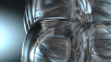Glass object Cool, refreshing refraction and reflection, elegant and modern 3D Rendering abstract background