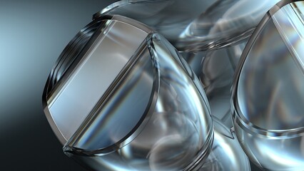 Glass object Fresh, lush refraction and reflection Beautiful Elegant and Modern 3D Rendering abstract background