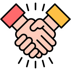 Commitment Icon. Handshake Partnership Agreement Pictogram Graphic Illustration. Isolated Simple Filled Line Icon For Infographic, App and Web Button.