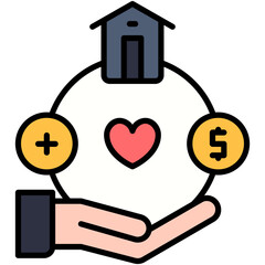 Welfare Icon. Wellbeing Public Social Pictogram Graphic Illustration. Isolated Simple Filled Line Icon For Infographic, App and Web Button.