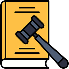 Legislation Icon. Advocate Law Judgement Book Pictogram Graphic Illustration. Isolated Simple Filled Line Icon For Infographic, App and Web Button.