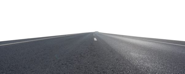 Empty asphalt road isolated on transparent background, PNG File