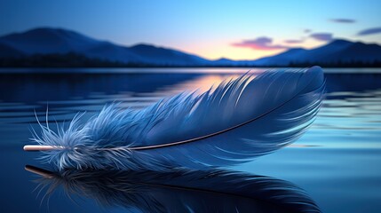 feather on the lake