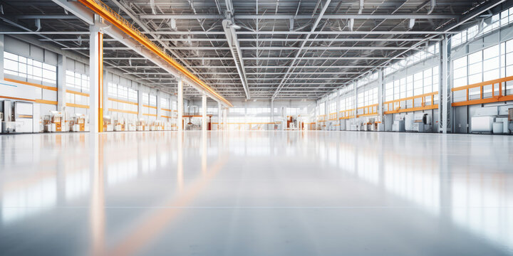 Factory's industrial floor, marked by functional and robust design