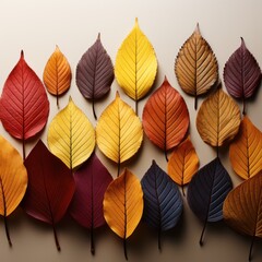 Fototapeta na wymiar A few autumn coloured leaves UHD wallpaper