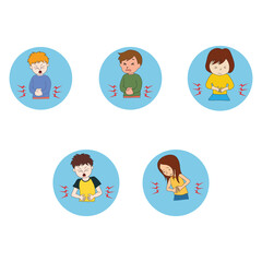 Sad cute kid feels sick and vomit