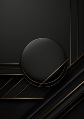 Futuristic overlapping abstract black lines on dark