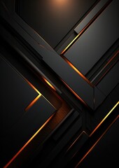 Modern 3d abstract dark silver background with orange