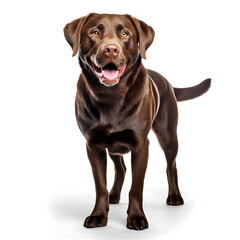 Fototapeta premium Chocolate Labrador Retriever Dog Isolated on White Background - Generative AI