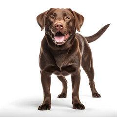 Chocolate Labrador Retriever Dog Isolated on White Background - Generative AI