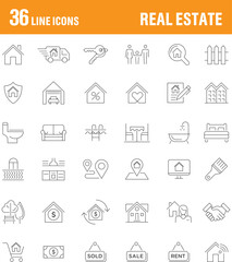 Real Estate Line Icons Set