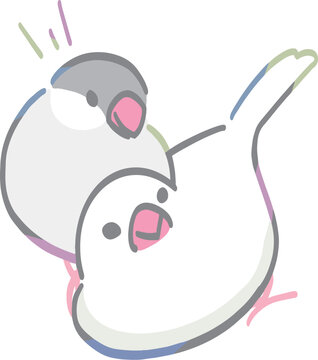 のっかる文鳥　カラフル