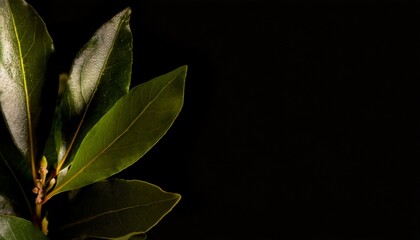 Bay leaves background with copy space