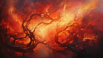 Fiery tendrils reaching for the sky in a vivid orange and red spectacle, painting a stunning backdrop for any occasion.