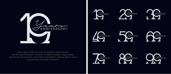 set of anniversary logo white color on brown background for celebration moment