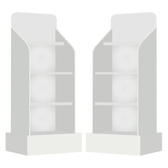 Gondola end for supermarket product display shelf. 3d Illustration podium. © Hamza