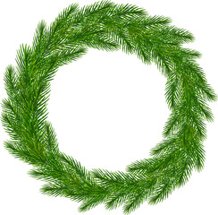 Christmas wreath of realistic green spruce branches