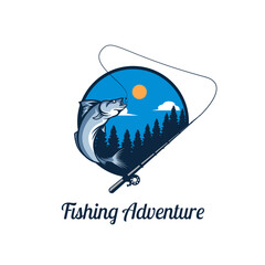 Fishing logo design template illustration. Sport fishing adventure Logo