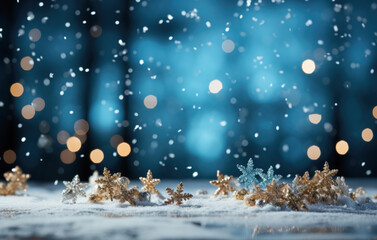 blue christmas background with snowflakes and star wrink	