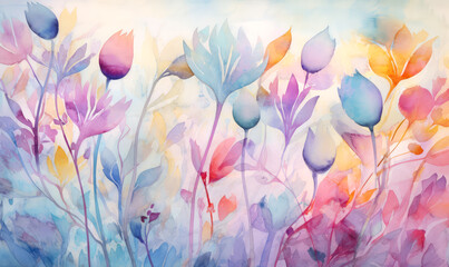 colorful floral abstract background , watercolor style