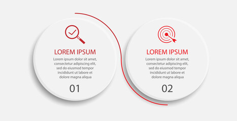 Minimal Business Infographic Template. Timeline with 2 steps, options and marketing icons. Vector linear infographic with Two connected elements. Can be used for presentations in your business.