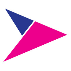 Digital png illustration of pink and blue arrow on transparent background