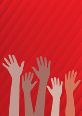 Digital png illustration of hands in different colours on transparent background