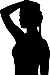 Digital png silhouette image of woman with braided hair on transparent background