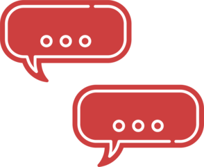 Digital png illustration of red speech bubbles with copy space on transparent background