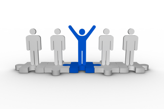 Digital png illustration of figures and puzzle pieces on transparent background