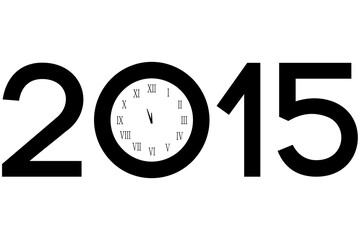 Digital png illustration of 2015 with clock on transparent background