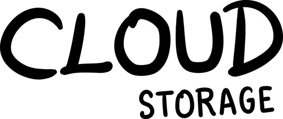 Digital png illustration of cloud storage text on transparent background