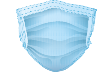 Digital png illustration of blue medical mask on transparent background