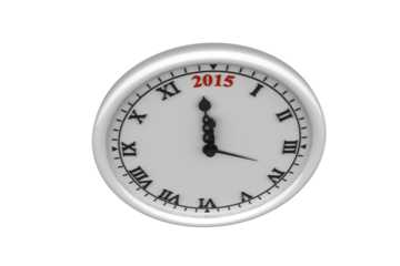 Digital png illustration of clock face with 2015 number on transparent background